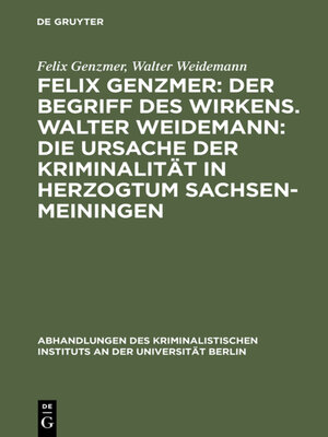 cover image of Felix Genzmer